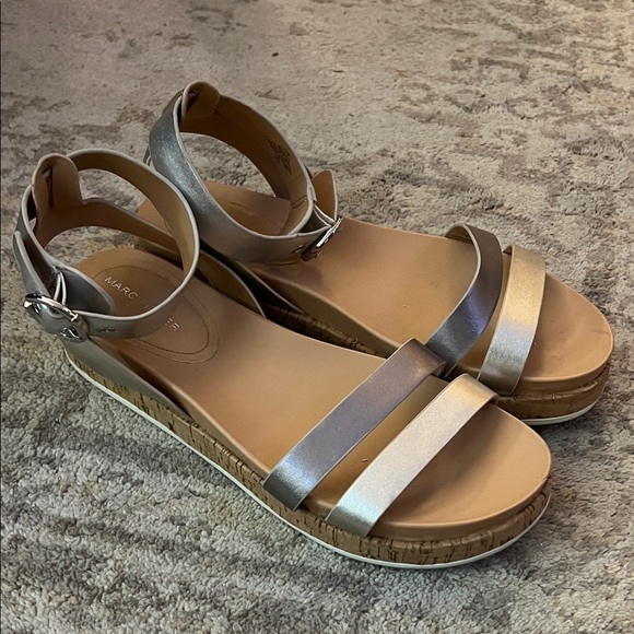Marc Fisher Shoes - Marc Fisher Metallic and Beige Sandals